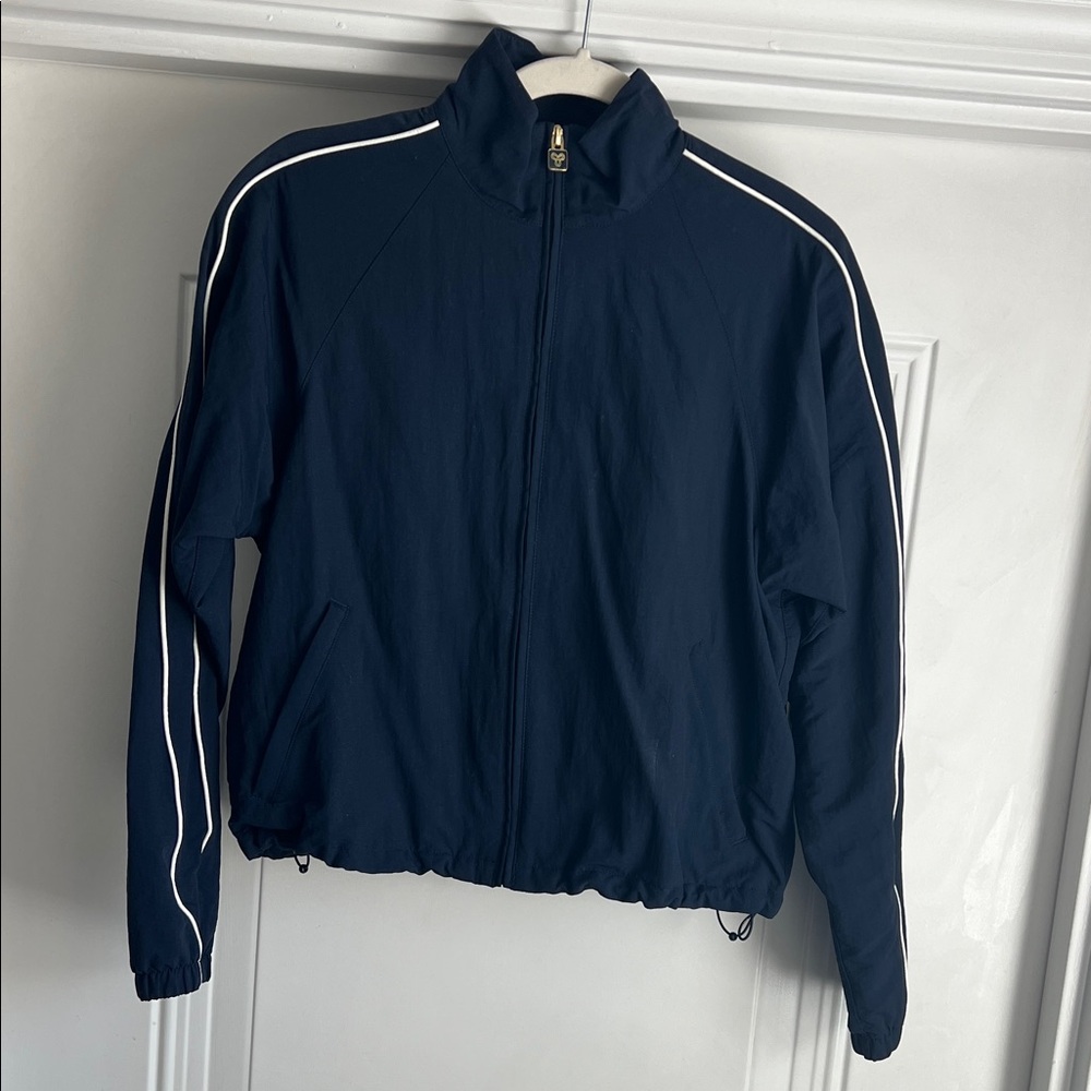 Aritzia Navy Bomber Jacket with White Piping
